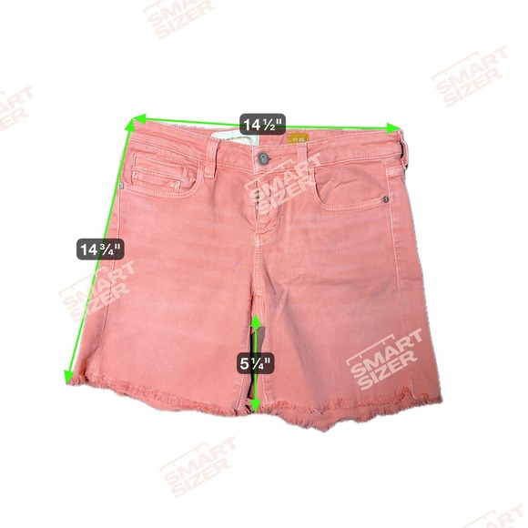 Pilcro and the Letterpress Coral Pink Denim Frayed Hem Bermuda Shorts Size 26 - Picture 11 of 11